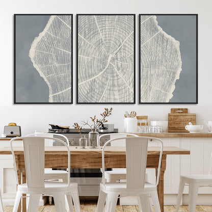 25547-MGV-FC-60X30-3P_Black-Tree Ring Wall Art Canvas Print, Framed Linocut Tree Ring Art Picture Print, Wood Texture Perfect Minimalist Farmhouse Decor