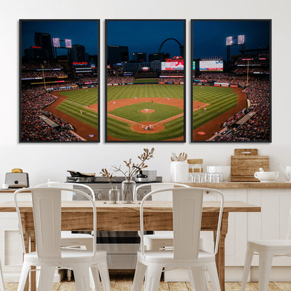 38612-MGV-FC-60X30-3P_Black-Busch Stadium Wall Art Canvas Print, Framed Missouri Stadium Art Picture Print, Busch Stadium Field Perfect Sports Room Decor