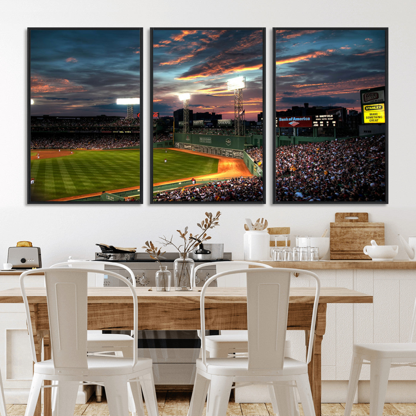 66781-MGV-CV-36X24-Baseball Stadium Wall Art – Canvas Print Evening Game Field Packed Crowd Sunset Sky Sports Photography, Dynamic Decor for Game