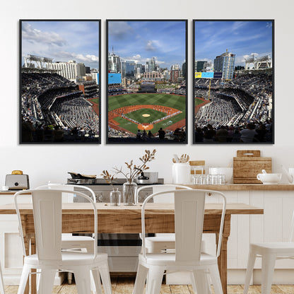 87122-MGV-FC-60X30-3P_Black-Petco Park Field Wall Art Canvas Print, Framed San Diego Stadium Art Picture Print, Petco Park Stadium Perfect Sport Room Decor