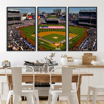 20879-MGV-CV-36X24-Yankee Stadium Wall Art Canvas Print, Framed New York Stadium Art Picture Print, Yankee Field Perfect Sport Room Decor Artwork