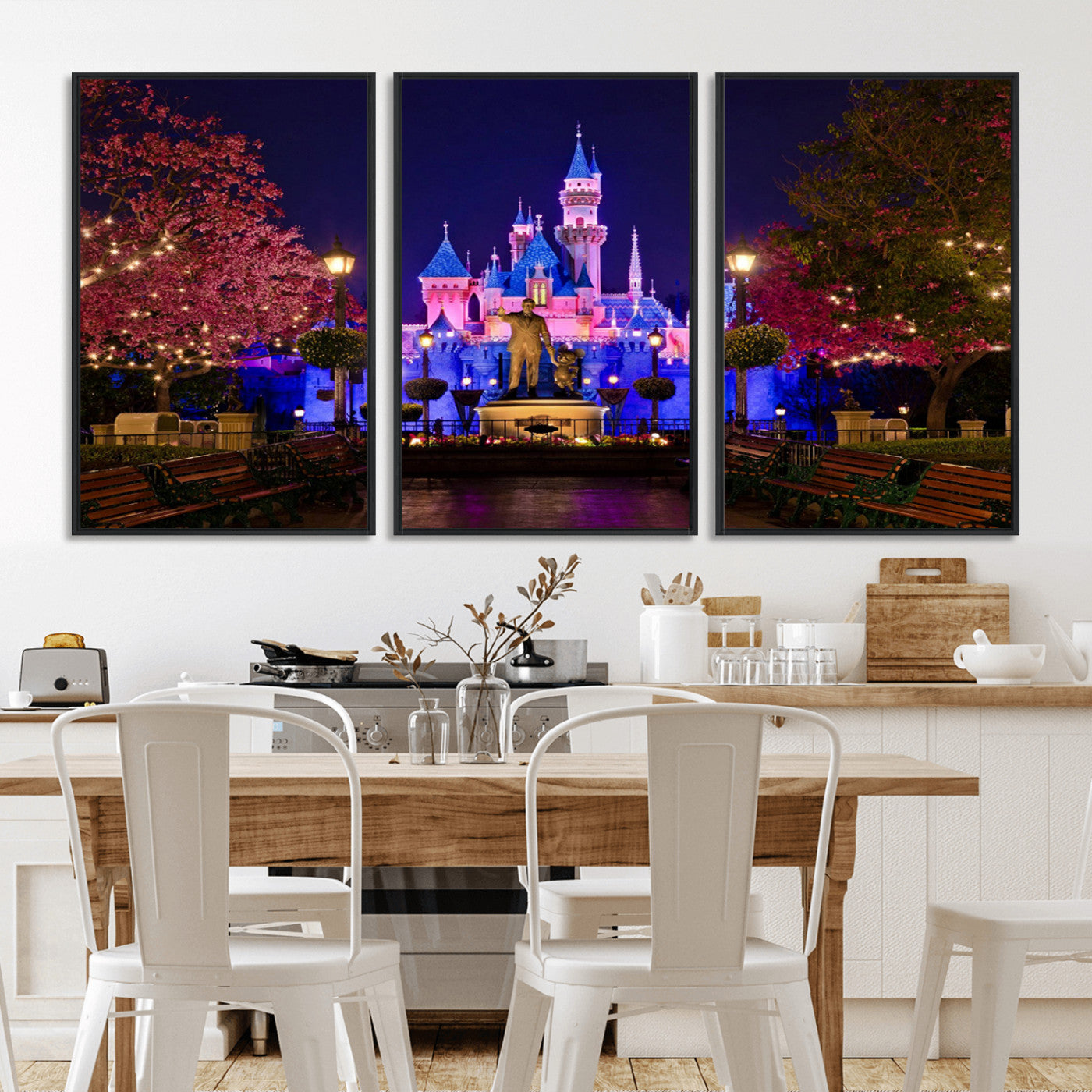 79435-MGV-FC-60X30-3P_Black-Disney Castle Wall Art Canvas Print, Framed Magic Kingdom Art Picture Print, Disney World Perfect Child Room Decor Artwork