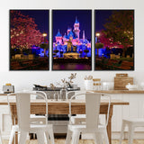 79435-MGV-FC-60X30-3P_Black-Disney Castle Wall Art Canvas Print, Framed Magic Kingdom Art Picture Print, Disney World Perfect Child Room Decor Artwork
