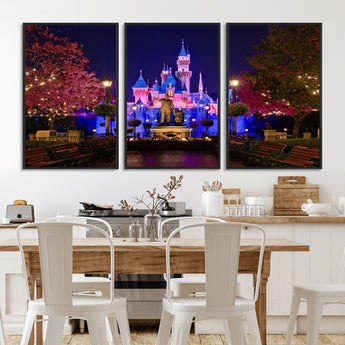 79435-MGV-FC-60X30-3P_Black-Disney Castle Wall Art Canvas Print, Framed Magic Kingdom Art Picture Print, Disney World Perfect Child Room Decor Artwork