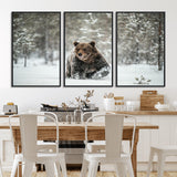 43350-MGV-CV-36X24-Wild Bear in Snow Wall Art – Majestic Wildlife Photography Print, Winter Forest Nature Decor for Cabin, Lodge, Rustic Home,