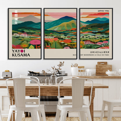 54215-MGV-CV-36X24-Yayoi Kusama Wall Art – Panoramic Japanese Landscape Canvas Print, Modern Abstract Nature Decor for Office, Bedroom or Living Room