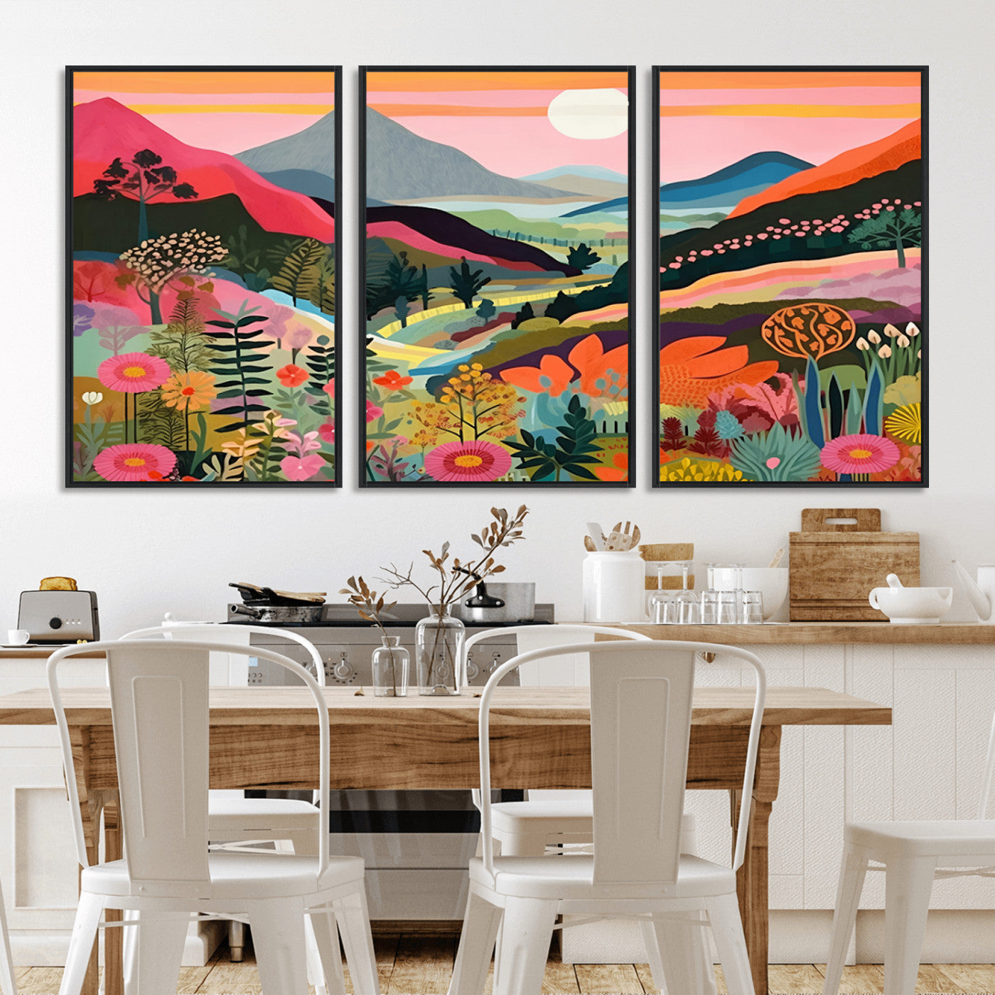 61376-MGV-CV-36X24-Floral Valley Wall Art – Panoramic Mountain Landscape Canvas Print, Vibrant Nature Decor for Living Room, Office, or Bedroom