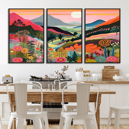 61376-MGV-CV-36X24-Floral Valley Wall Art – Panoramic Mountain Landscape Canvas Print, Vibrant Nature Decor for Living Room, Office, or Bedroom