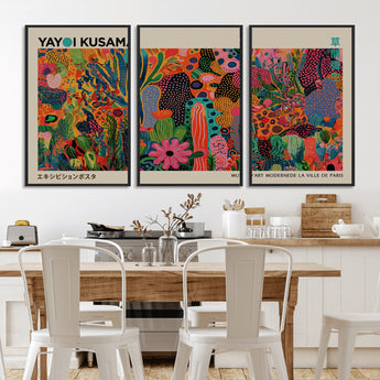 40791-MGV-CV-36X24-Kusama Inspired Wall Art – Vibrant Abstract Floral Jungle Canvas Print, Bold Pop Art Botanical Decor for Living Room, Bedroom, or