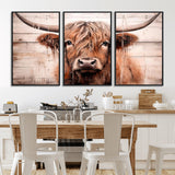 93730-MGV-CV-36X24-Scottish Cow Wall Art Canvas Print, Framed Longhorn Cow Art Picture Print, Highland Cattle Perfect Rustic Farmhouse Decor Artwork