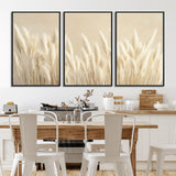 81444-MGV-FC-60X30-3P_Black-Pampas Grass Wall Art Canvas Print, Framed Beige Pampas Grass Art Picture Print, Minimalist Beige Perfect Minimalist Nature Decor