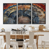 63519-MGV-FC-60X30-3P_Black-Tree Ring Wall Art – Rustic Nature Wood Grain Canvas Print, Abstract Natural Texture Artwork Poster for Living Room, Bedroom,