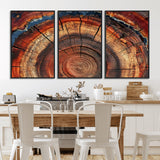 28555-MGV-FC-60X30-3P_Black-Tree Ring Wall Art – Rustic Wood Grain Canvas Print, Natural Texture Abstract Artwork Poster for Living Room, Bedroom, Office,