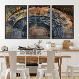 16193-MGV-FC-60X30-3P_Black-Tree Ring Wall Art – Abstract Wood Grain Canvas Print, Rustic Nature Texture Artwork Poster for Living Room, Bedroom, Office,