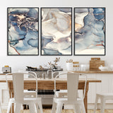 51497-MGV-CV-36X24-Abstract Blue and Gold Wall Art – Modern Fluid Ink Style Canvas Print, Elegant Contemporary Decor for Living Room, Office