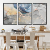 18176-MGV-CV-36X24-Abstract Fluid Wall Art – Modern Marble Ink Canvas Print with Blue, Gold, and Gray Tones, Contemporary Minimal Artwork Decor for