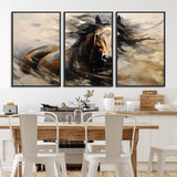 53001-MGV-CV-36X24-Wild Horse Wall Art – Majestic Stallion Canvas Print with Flowing Mane, Rustic Western Style Painting for Living Room, Office or