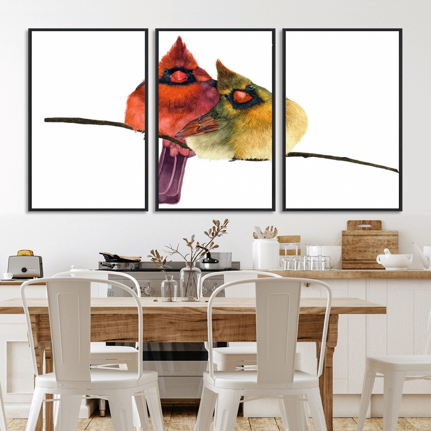 67752-MGV-CV-36X24-Cardinal Couple Wall Art – Male and Female Cardinal Canvas Print, Romantic Bird Artwork for Nature Lovers, Living Room, Bedroom,