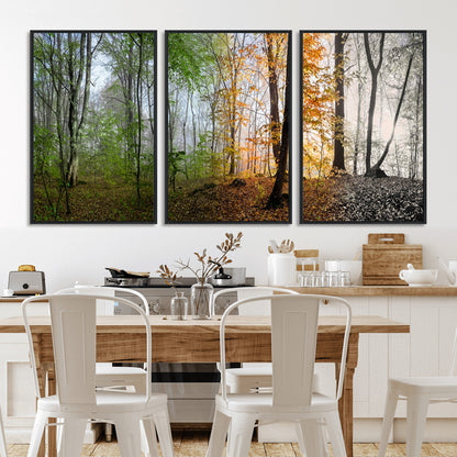 95317-MGV-CV-36X24-Four Seasons Forest Wall Art – Panoramic Nature Canvas Print Showing Spring, Summer, Autumn and Winter Landscape for Living Room,
