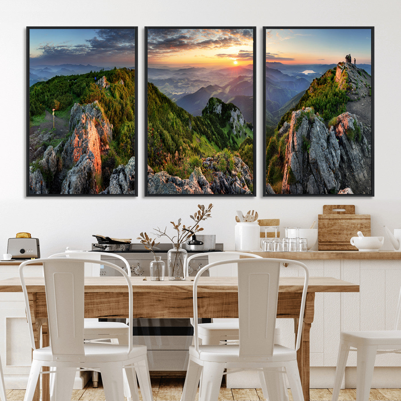51582565-MGV-CV-36X24-Mountain Sunrise Panorama Wall Art – Scenic Landscape Canvas Print, Hiking Adventure Nature Photography, Large Mountain Range Wall
