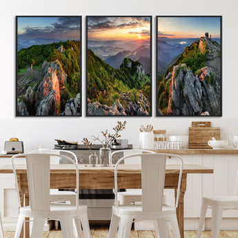 51582565-MGV-CV-36X24-Mountain Sunrise Panorama Wall Art – Scenic Landscape Canvas Print, Hiking Adventure Nature Photography, Large Mountain Range Wall