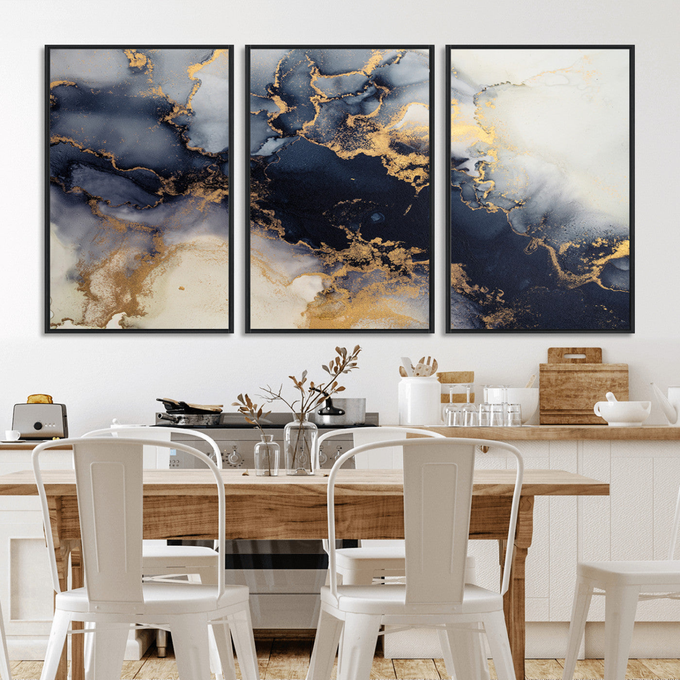 41136487-MGV-CV-36X24-Black Marble Wall Art Canvas Print, Framed Gold Veins Art Picture Print, Abstract Texture Perfect Moody Luxe Decor Artwork