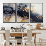 41136487-MGV-CV-36X24-Black Marble Wall Art Canvas Print, Framed Gold Veins Art Picture Print, Abstract Texture Perfect Moody Luxe Decor Artwork