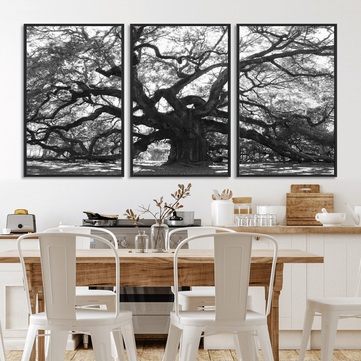 81655611-MGV-CV-36X24-Ancient Oak Wall Art Canvas Print, Framed Twisted Branches Art Picture Print, Gnarled Tree Perfect Moody Nature Decor Artwork