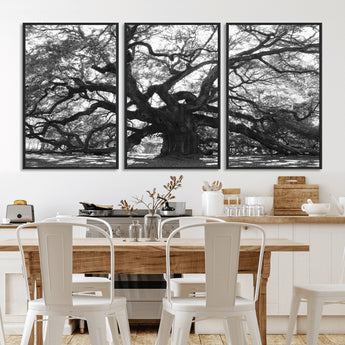 81655611-MGV-CV-36X24-Ancient Oak Wall Art Canvas Print, Framed Twisted Branches Art Picture Print, Gnarled Tree Perfect Moody Nature Decor Artwork