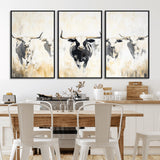 40397799-MGV-CV-36X24-Texas Longhorn Wall Art Canvas Print, Framed Rustic Herd Art Picture Print, Western Bull Perfect Neutral Western Decor Artwork