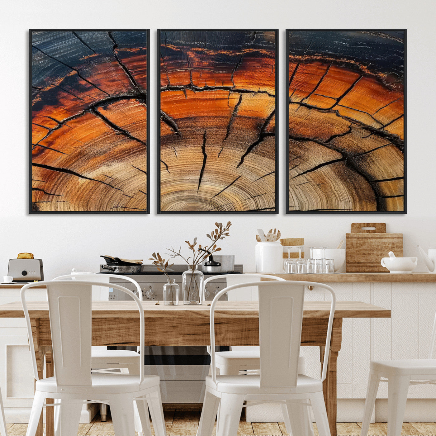 65909987-MGV-CV-36X24-Rustic Tree Ring Wall Art – Nature Inspired Wooden Texture Canvas Print, Modern Abstract Artwork for Living Room, Bedroom, Office