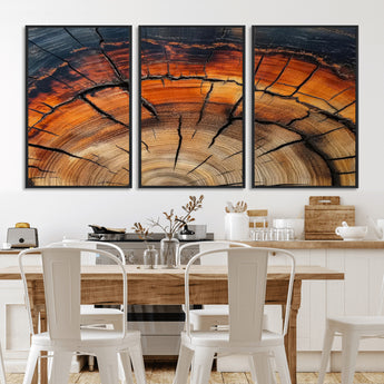 65909987-MGV-CV-36X24-Rustic Tree Ring Wall Art – Nature Inspired Wooden Texture Canvas Print, Modern Abstract Artwork for Living Room, Bedroom, Office
