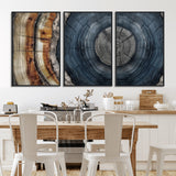 91368647-MGV-FC-60X30-3P_Black-Tree Ring Wall Art – Natural Rustic Wood Texture Canvas Print, Farmhouse Log Cabin Decor, Framed Abstract Tree Stump for Living