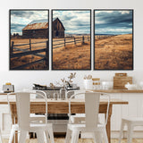69356982-MGV-CV-36X24-Old Barn Wall Art Canvas Print, Framed Rustic Fence Art Picture Print, Wooden Farmhouse Perfect Rustic Farmhouse Decor Artwork