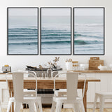 73969318-MGV-FC-60X30-3P_Black-Ocean Waves Wall Art Canvas Print, Framed Surfer Lineup Art Picture Print, Crowded Ocean Perfect Minimal Coastal Decor Artwork