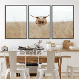20927060-MGV-CV-36X24-Texas Longhorn Wall Art Canvas Print, Framed Lone Cattle Art Picture Print, Longhorn Bull Perfect Rustic Western Decor Artwork