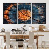 81894502-MGV-CV-36X24-Burnt Wood Wall Art Canvas Print, Framed Aged Timber Art Picture Print, Rustic Tree Slice Perfect Rustic Decor Artwork for Home,