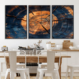 18975622-MGV-CV-36X24-Burnt Wood Wall Art Canvas Print, Framed Aged Timber Art Picture Print, Rustic Tree Slice Perfect Rustic Decor Artwork for Home,