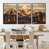 39116082-MGV-FC-60X30-3P_Black-Wood Mountain Landscape Wall Art Canvas Print, Framed Sunset Hills Art Picture Print, Abstract Nature Perfect Boho Decor Artwork