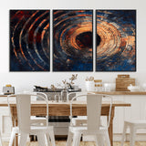 10017879-MGV-FC-60X30-3P_Black-Wood Tree Ring Wall Art Canvas Print, Framed Natural Wood Art Picture Print, Rustic Tree Slice Perfect Rustic Decor Artwork