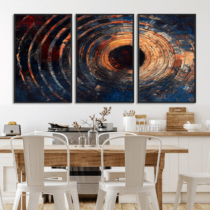 10017879-MGV-FC-60X30-3P_Black-Wood Tree Ring Wall Art Canvas Print, Framed Natural Wood Art Picture Print, Rustic Tree Slice Perfect Rustic Decor Artwork