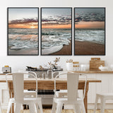 40632752-MGV-CV-36X24-Ocean Sunset Wall Art Canvas Print, Framed Beach Waves Art Picture Print, Coastal Scene Perfect Coastal Decor Artwork