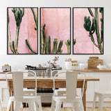 93119502-MGV-CV-36X24-Tall Cactus Wall Art Canvas Print, Framed Pink Wall Art Picture Print, Cactus Lines Perfect Modern Desert Decor Artwork