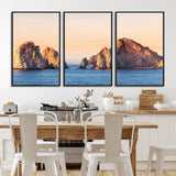 72996116-MGV-FC-60X30-3P_Black-El Arco Wall Art Canvas Print, Framed Cabo Rocks Art Picture Print, Ocean Arch Perfect Golden Coastal Landmark Decor Artwork
