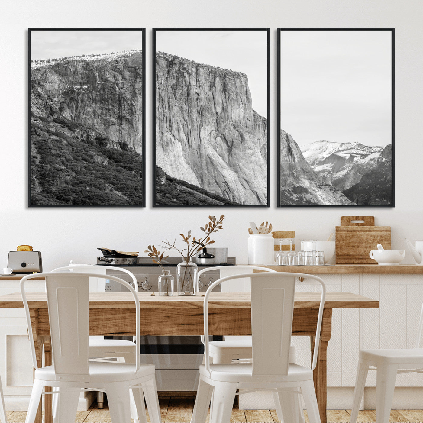 39393420-MGV-CV-36X24-El Capitan Wall Art Canvas Print, Framed Yosemite Cliff Art Picture Print, Monochrome Mountain Perfect Monochrome Sierra Decor