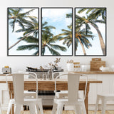 87247012-MGV-FC-60X30-3P_Black-Skyward Palm Trees Wall Art Canvas Print, Framed Tropical Sky Art Picture Print, Coconut Palm Perfect Tropical Skyview Decor