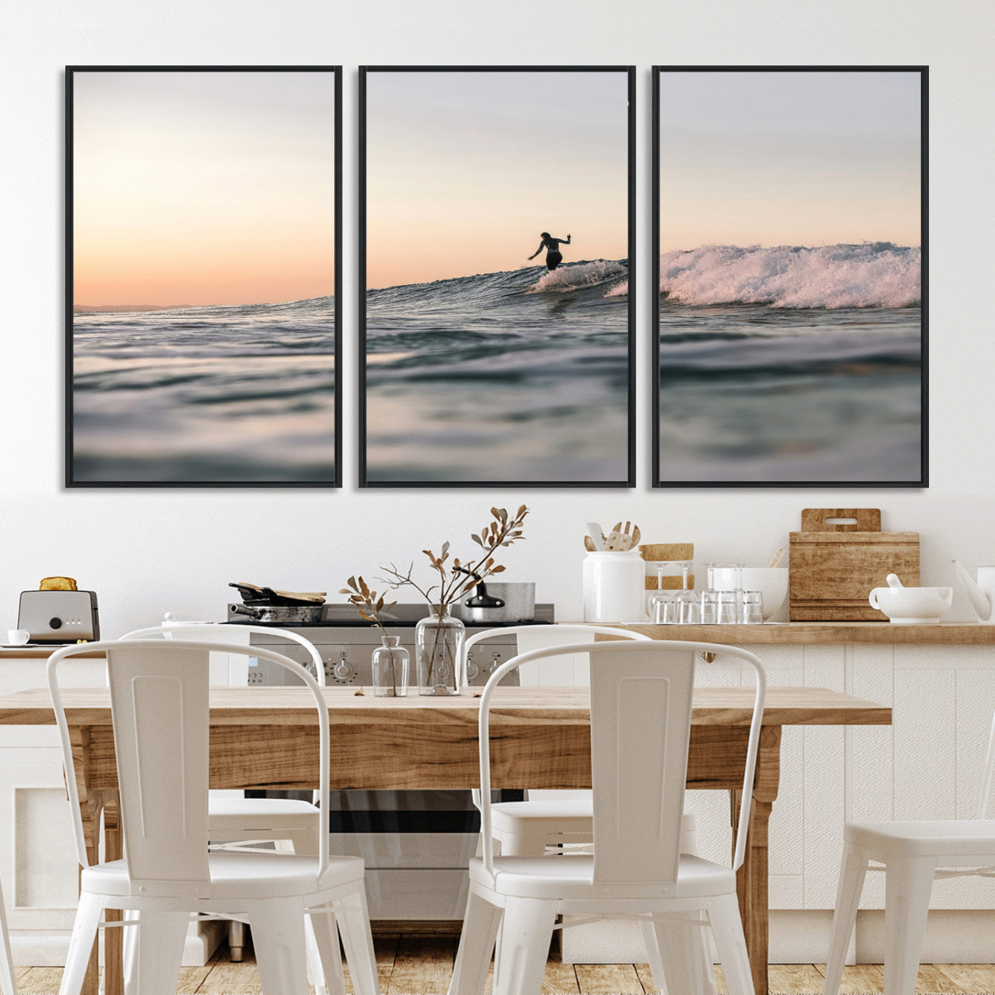 58502923-MGV-CV-36X24-Wave Rider Wall Art Canvas Print, Framed Ocean Wave Art Picture Print, Riding Surf Perfect Sunset Surf Decor Artwork