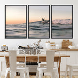 58502923-MGV-CV-36X24-Wave Rider Wall Art Canvas Print, Framed Ocean Wave Art Picture Print, Riding Surf Perfect Sunset Surf Decor Artwork