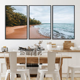 88125882-MGV-FC-60X30-3P_Black-Tropical Shoreline Wall Art Canvas Print, Framed Palm Trees Art Picture Print, Tropical Ocean Perfect Tropical Coastal Decor