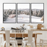 62119206-MGV-FC-60X30-3P_Black-Snowy Trail Wall Art Canvas Print, Framed Ski Slope Art Picture Print, Winter Pines Perfect Alpine Adventure Decor Artwork
